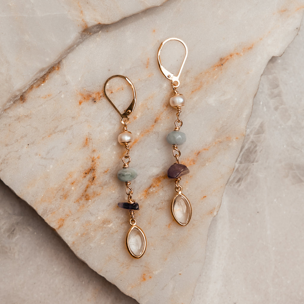 natural gemstone gold earrings