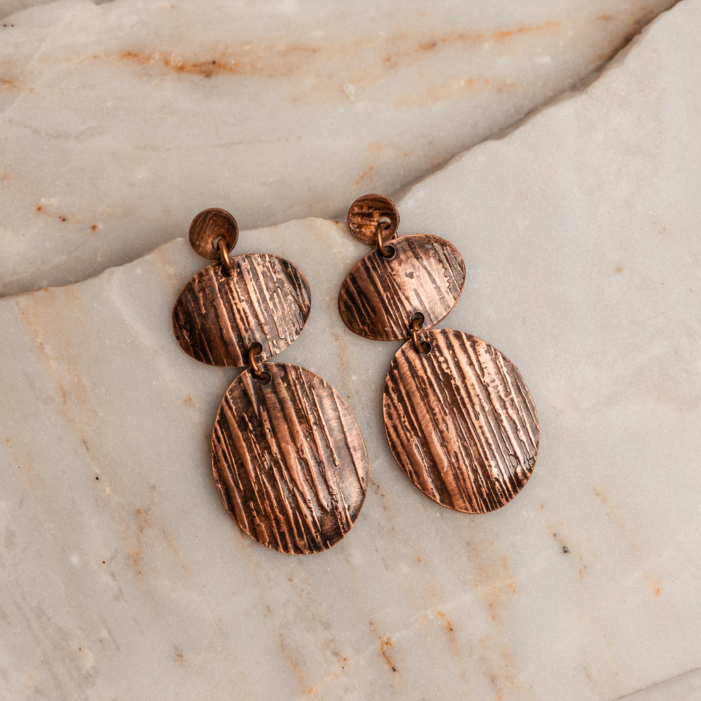 unique copper earrings rustic style