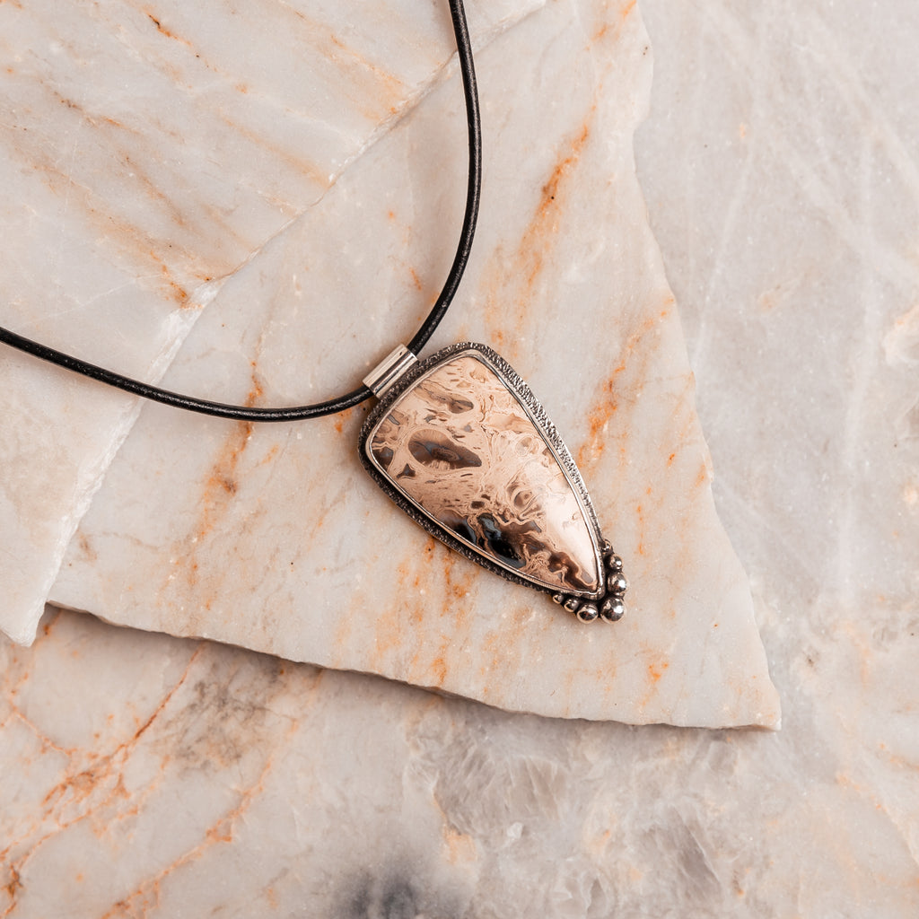 palm root gemstone necklace