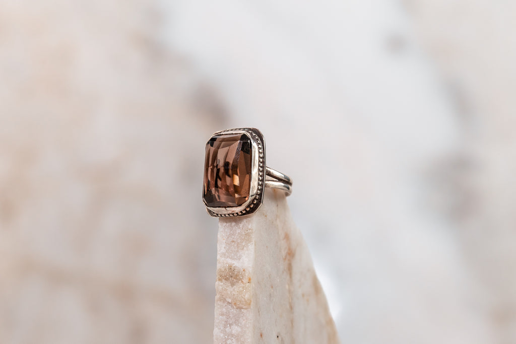 unique silver gemstone ring