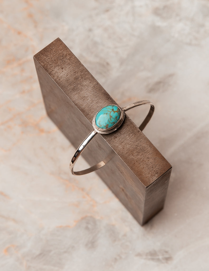 Artisan Excellence in Every Detail - Discover the beauty of our Handcrafted Turquoise Sterling Silver Cuff Bracelet. Hand-hammered and hand-forged for a unique texture. #HandcraftedJewelry #TurquoiseCuff"
