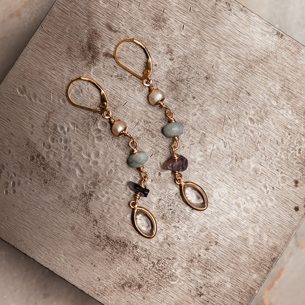 aquamarine gold earrings