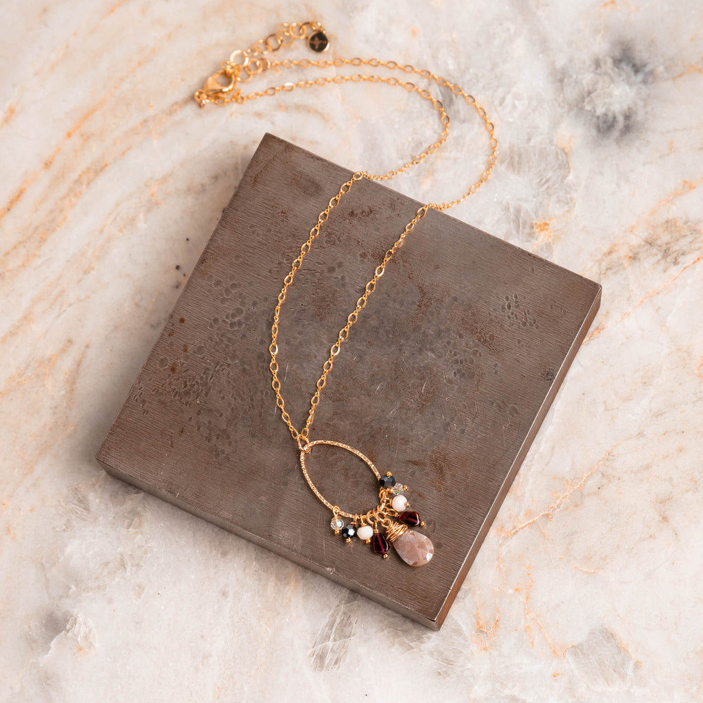 unique stone cluster necklace