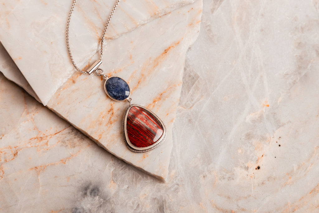 red jasper necklace sterling silver