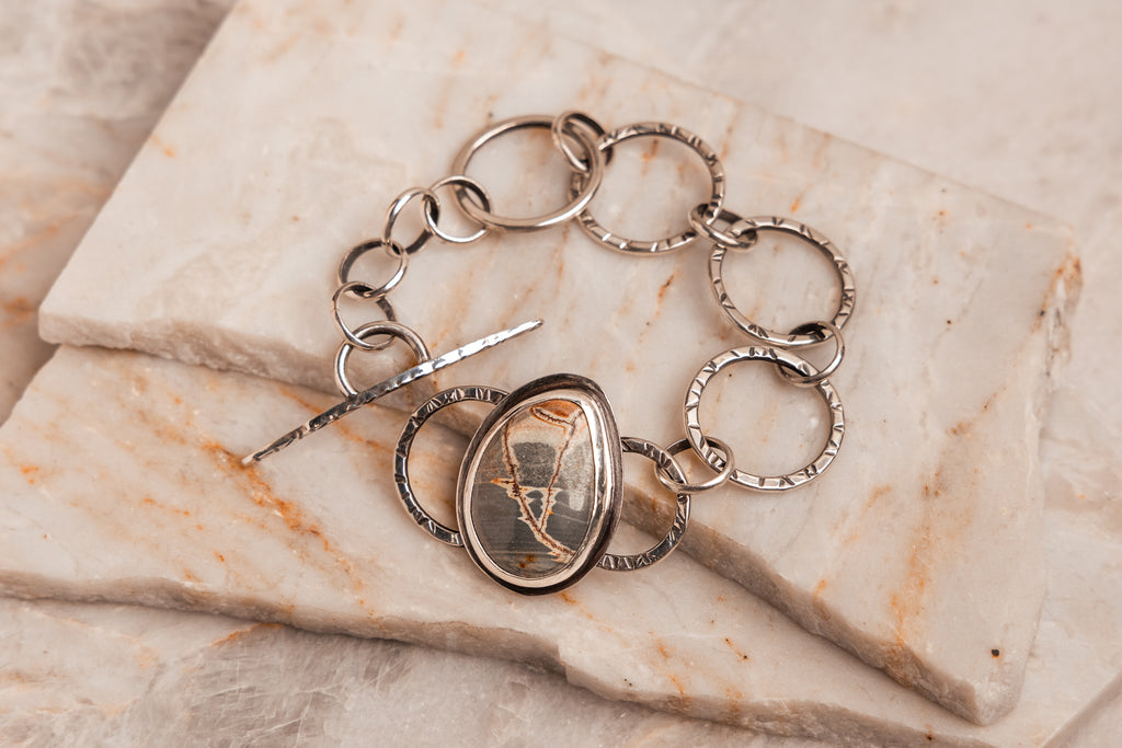 Briar Bracelet – nature-inspired artisan design with rhyolite jasper gemstone.