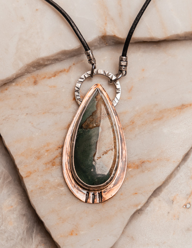 Bold boho-chic necklace featuring artisan craftsmanship and natural stone beauty