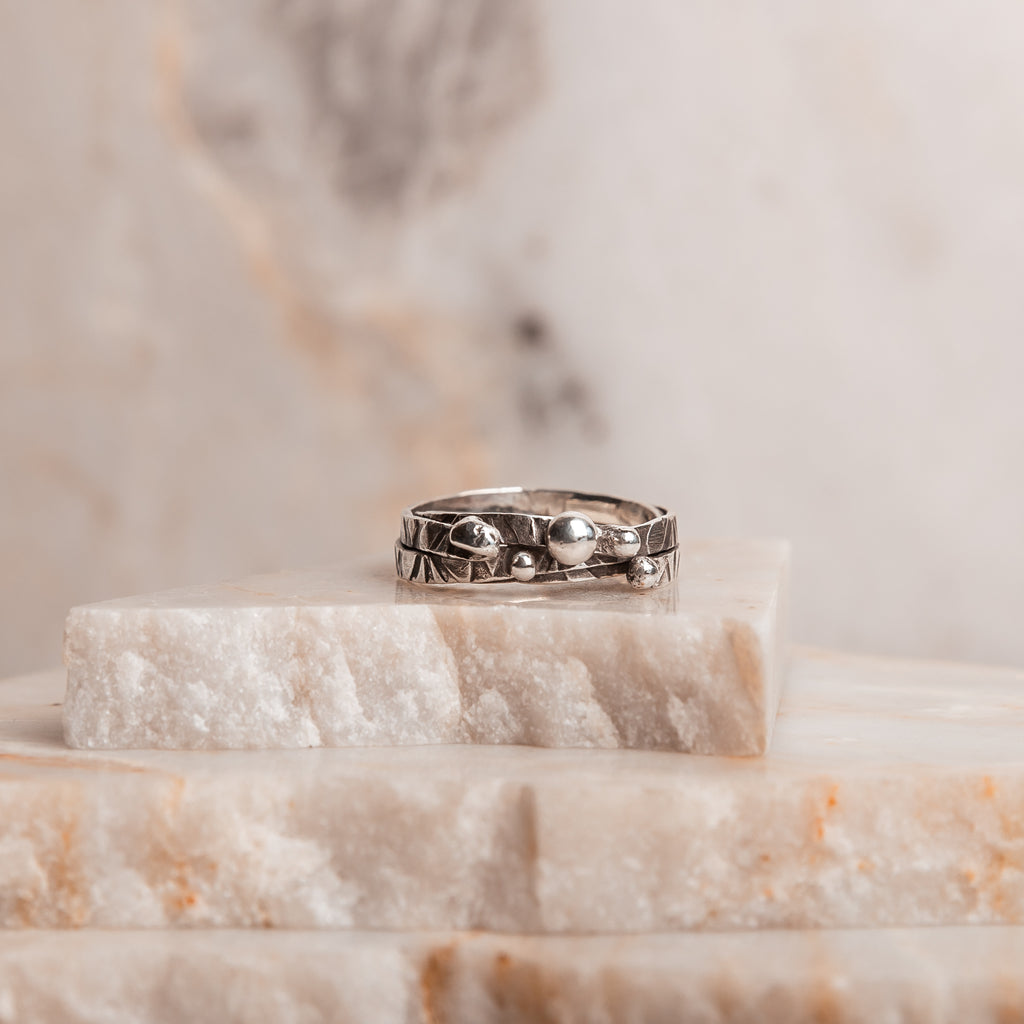 silver organic style ring