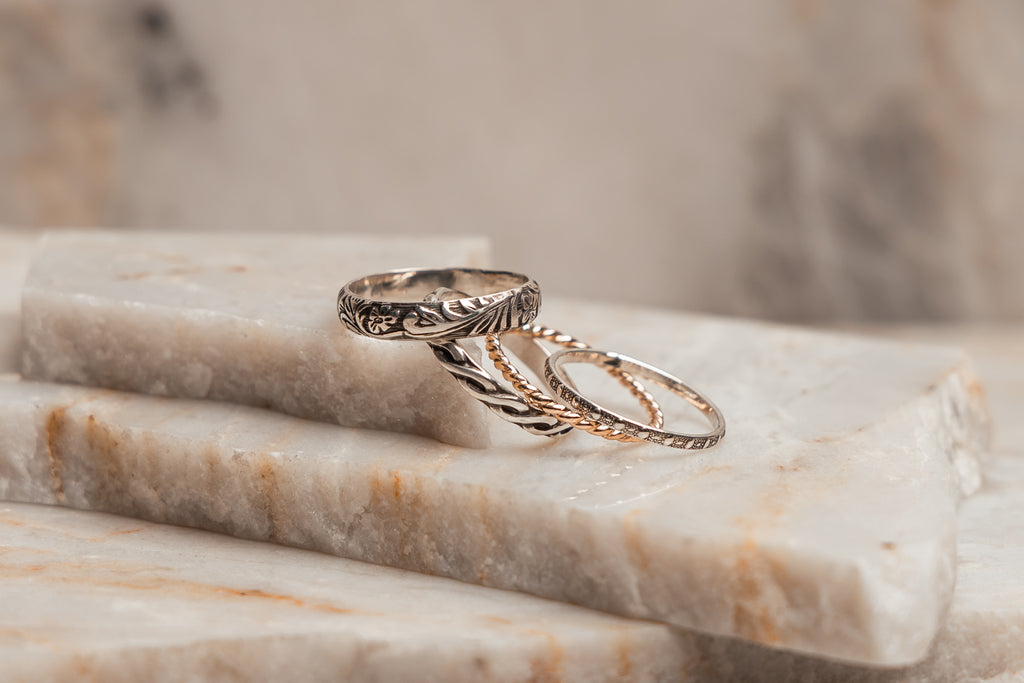 handcrafted stacking rings for woman unique