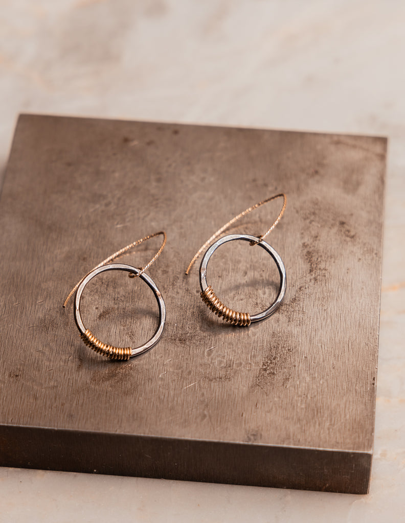 Mixed metal dangle earrings, perfect for a modern boho look