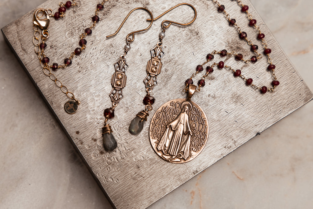 holy medal necklace; Catholic handmade jewelry