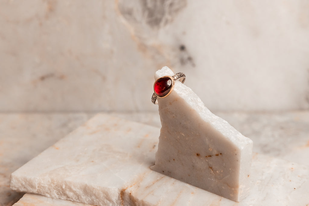 garnet ring gold silver