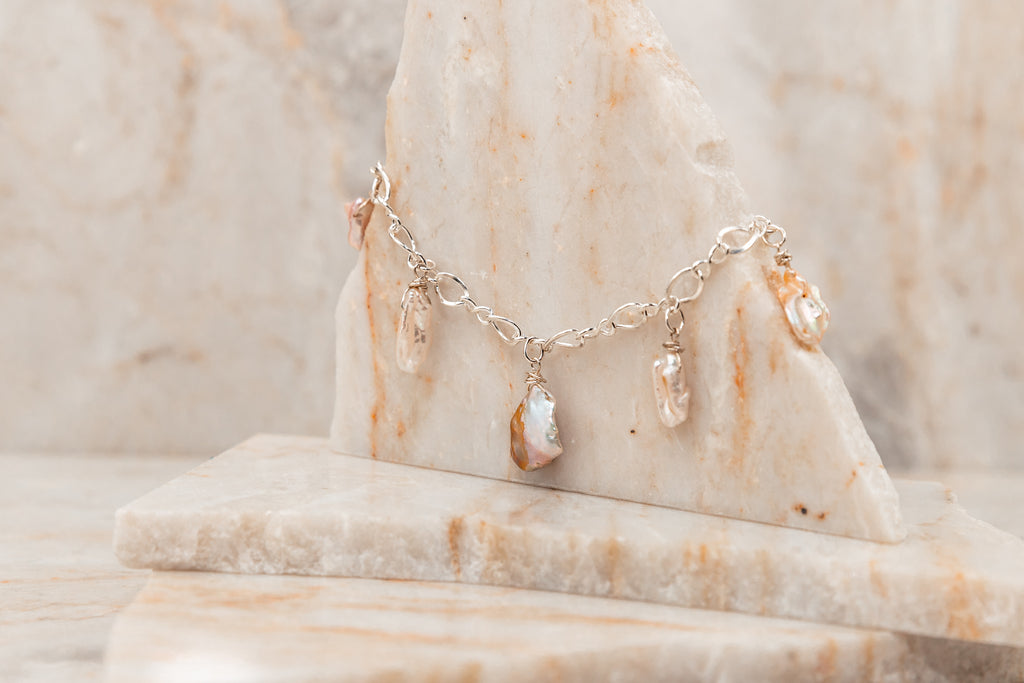 keshi pearl bracelet silver