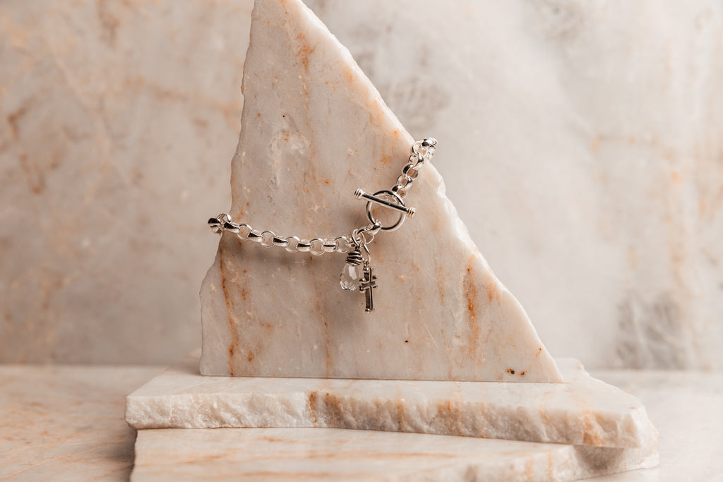 silver cross bracelet