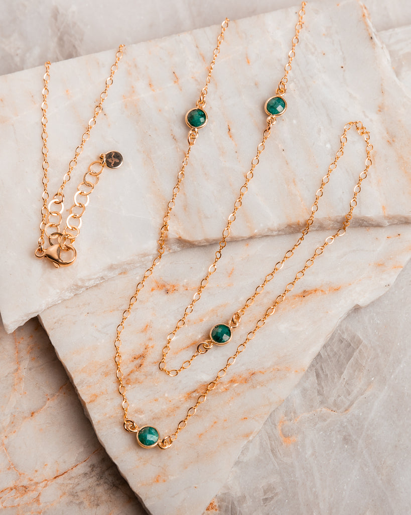 emerald necklace long gold