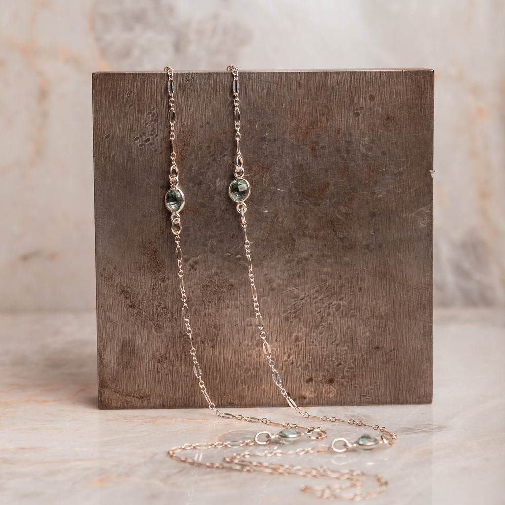 long silver necklace simple