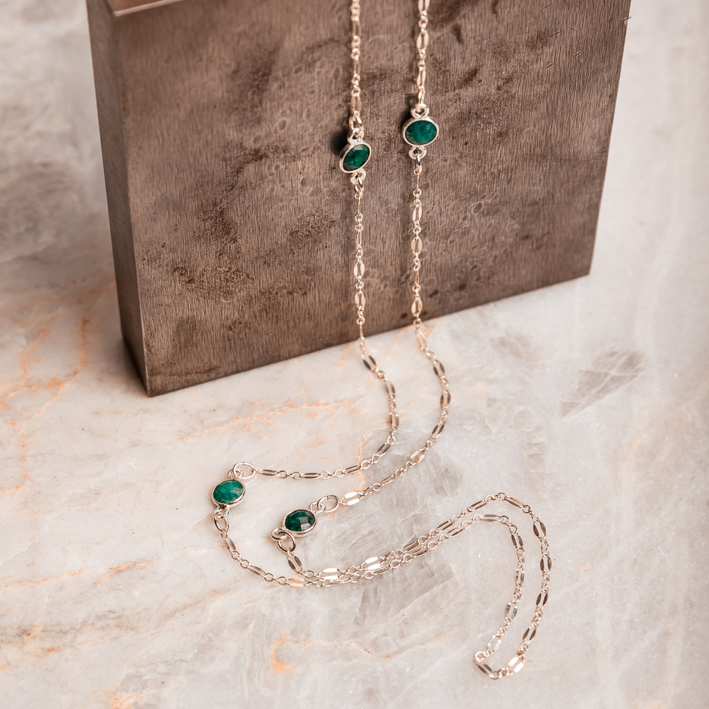 silver emerald necklace