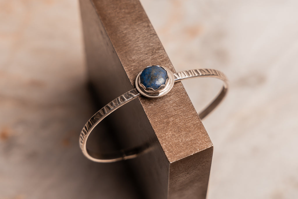 Artisan lapis lazuli cuff bracelet in sterling silver, handcrafted for soulful style