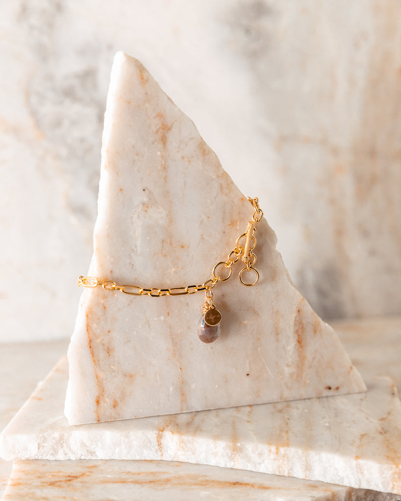 gold chocolate moonstone bracelet