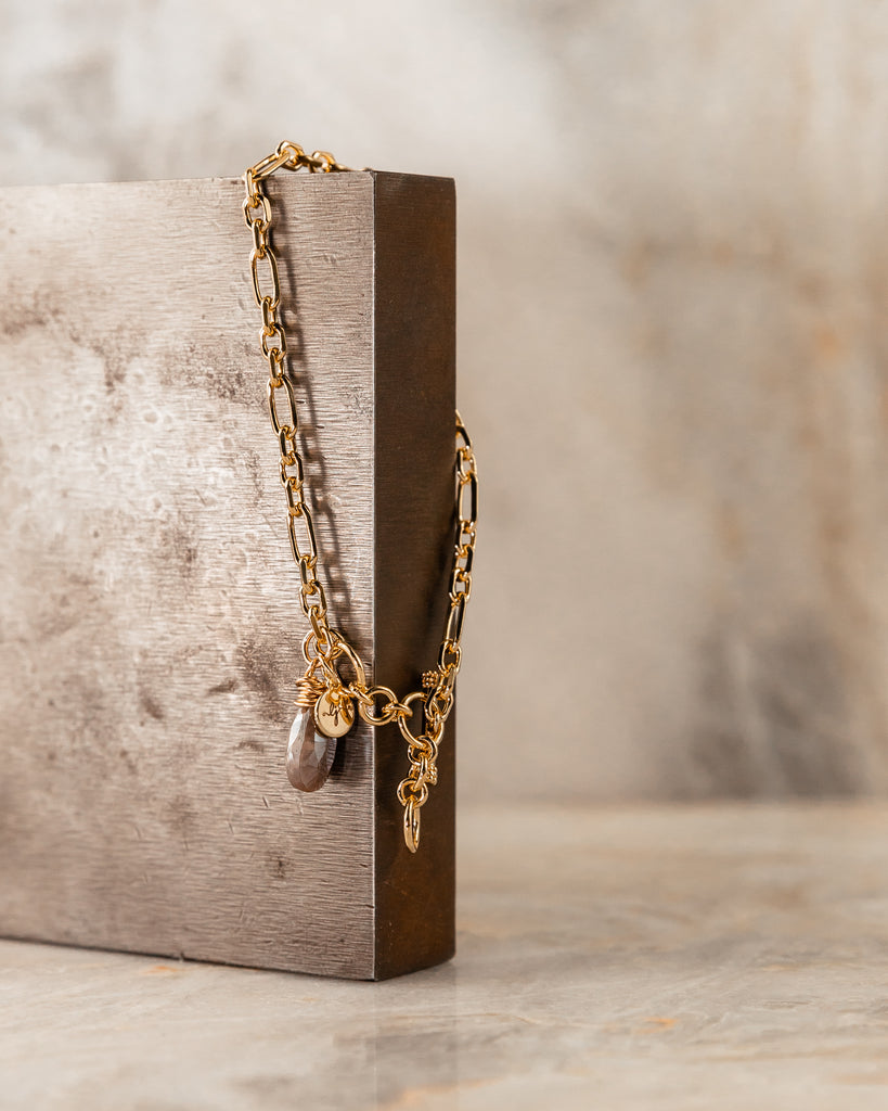 gold chain bracelet moonstone