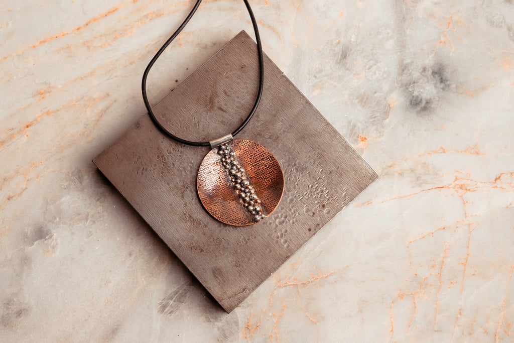 unique copper and silver necklace