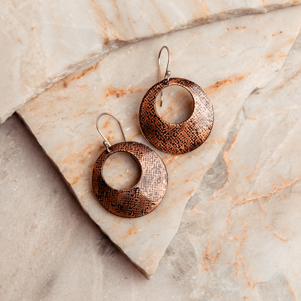 rustic copper earrings