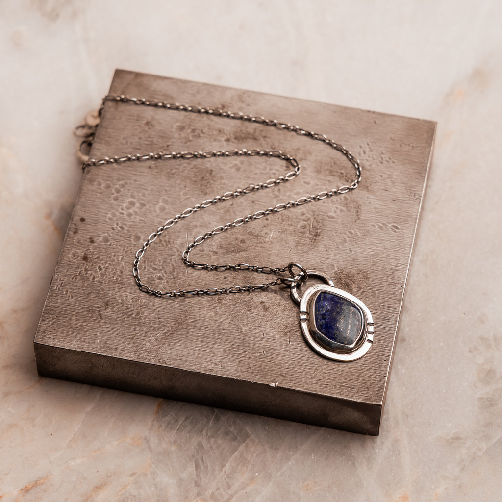 Reina Lapis Lazuli Necklace | Sterling Silver Blue Stone Pendant