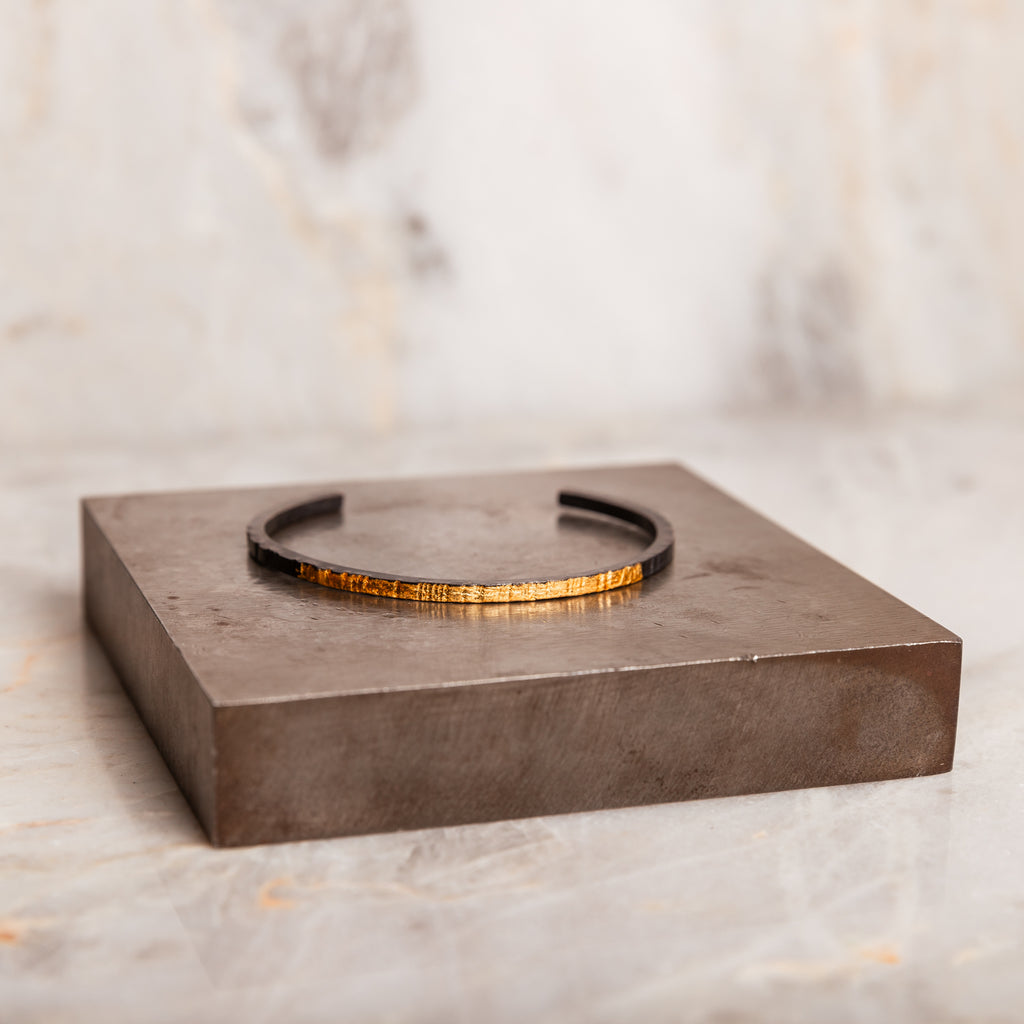 oxidized silver and gold bracelet