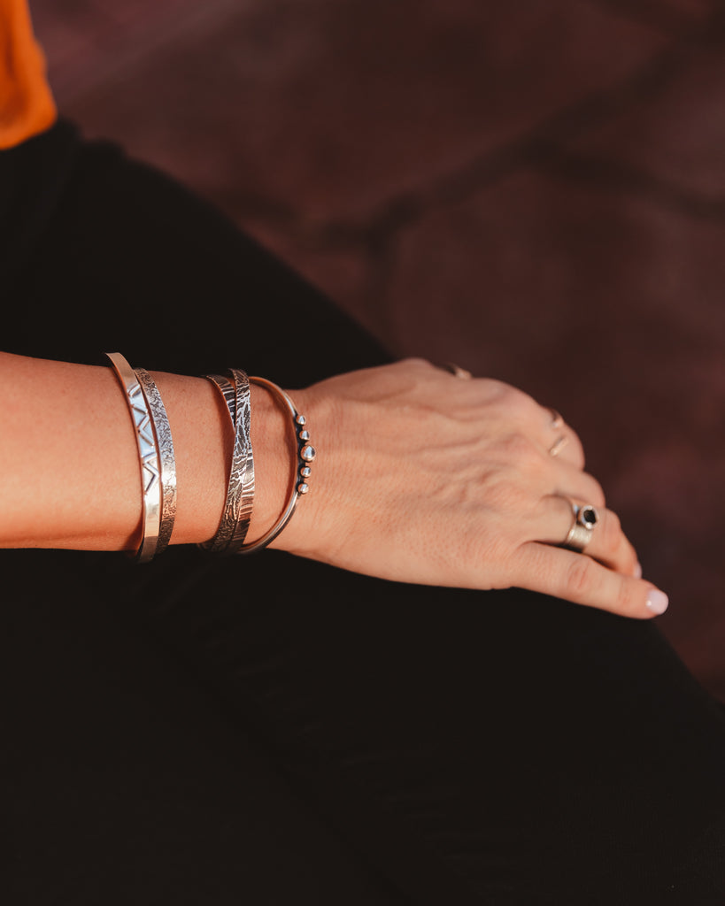 stacking silver boho bracelets