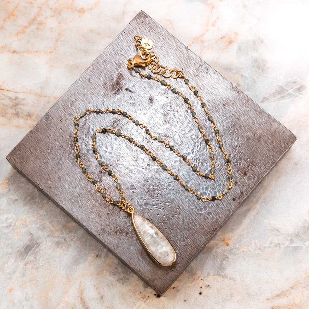 moonstone and emerald necklace