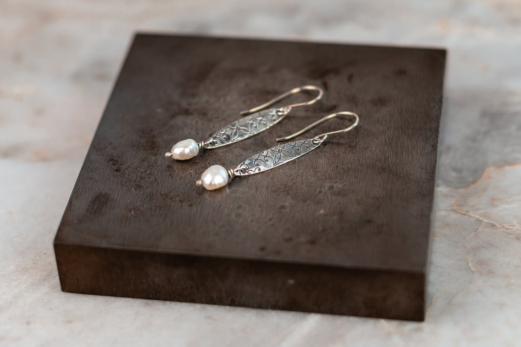 silver and pearl earrings