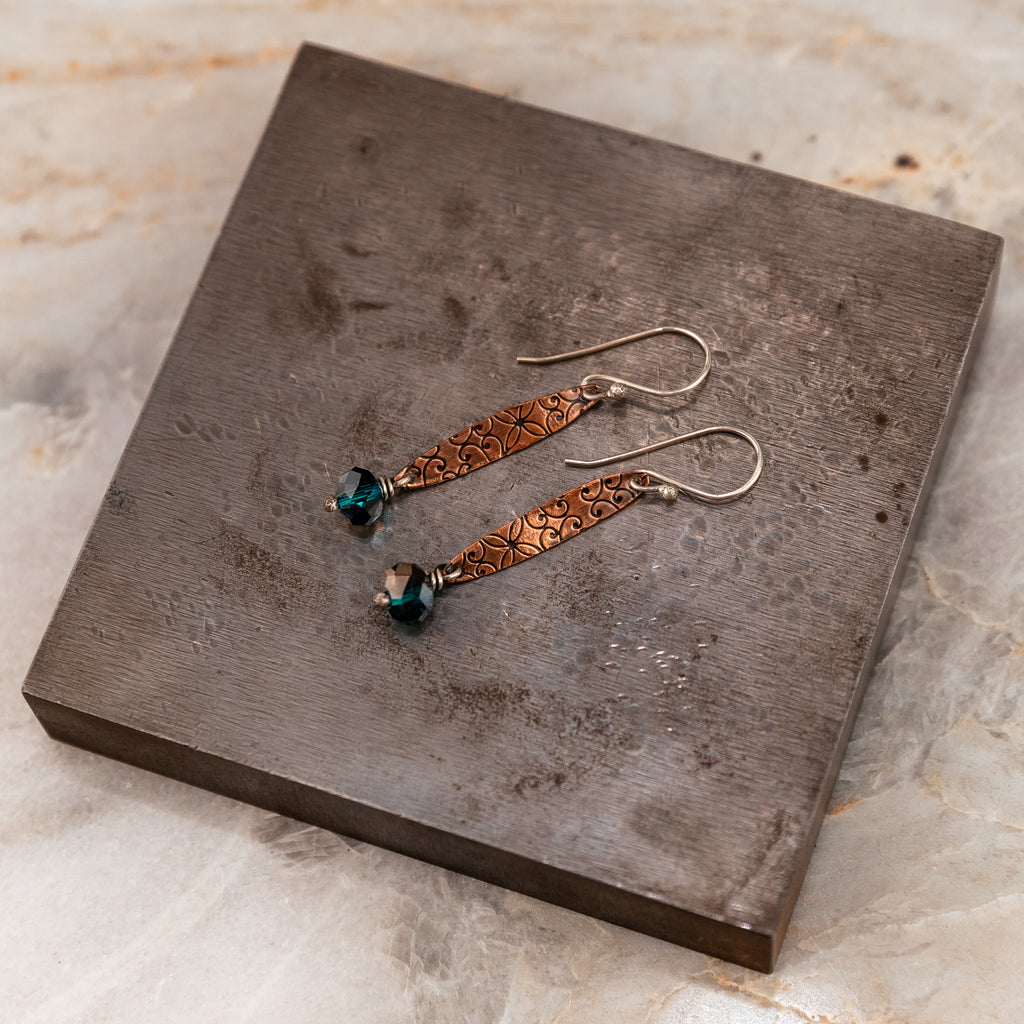 copper and silver earrings