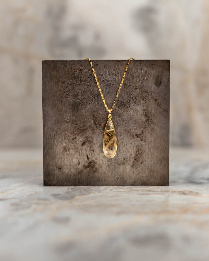 gold quartz stone necklace