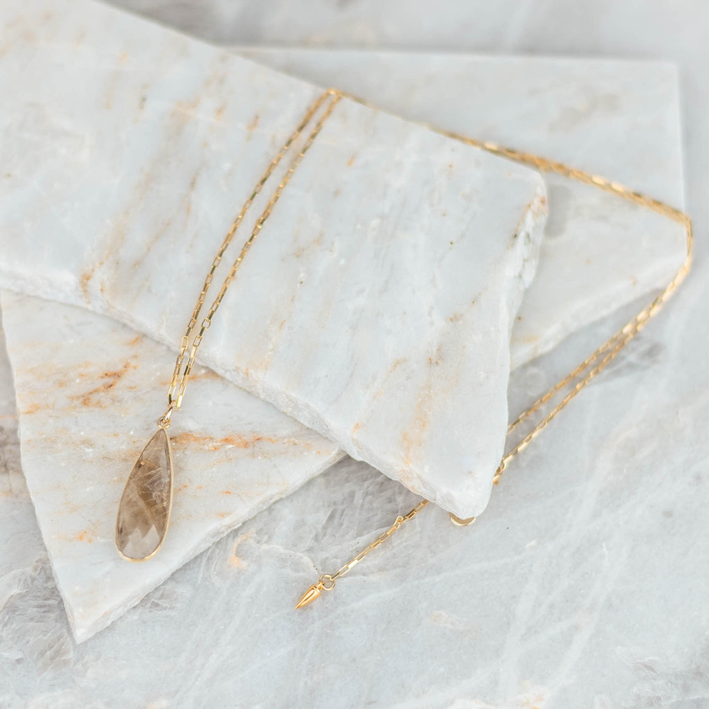 gold quartz necklace adjustable
