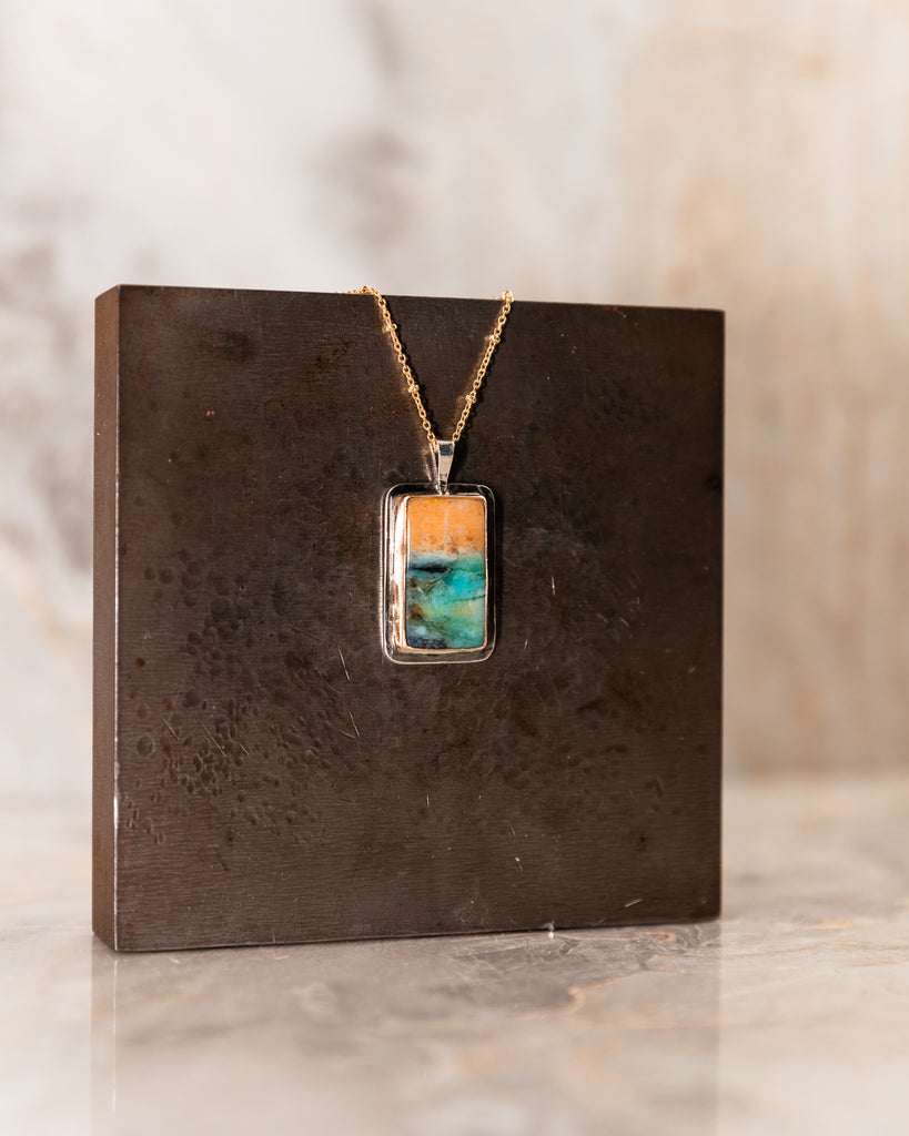opalized wood pendant necklace
