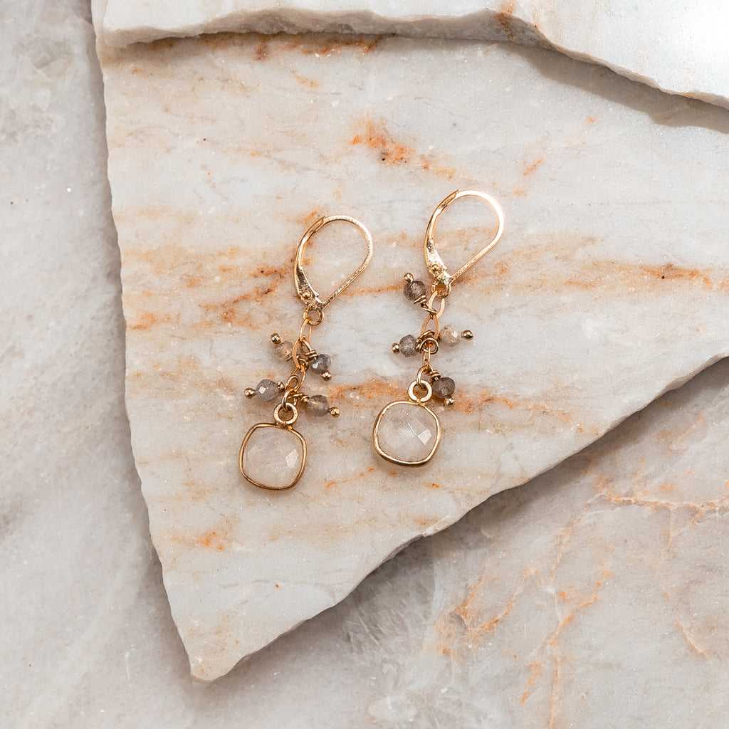 dainty moonstone earrings