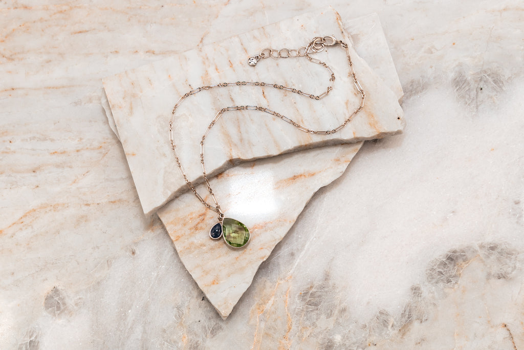 green and blue gemstone necklace