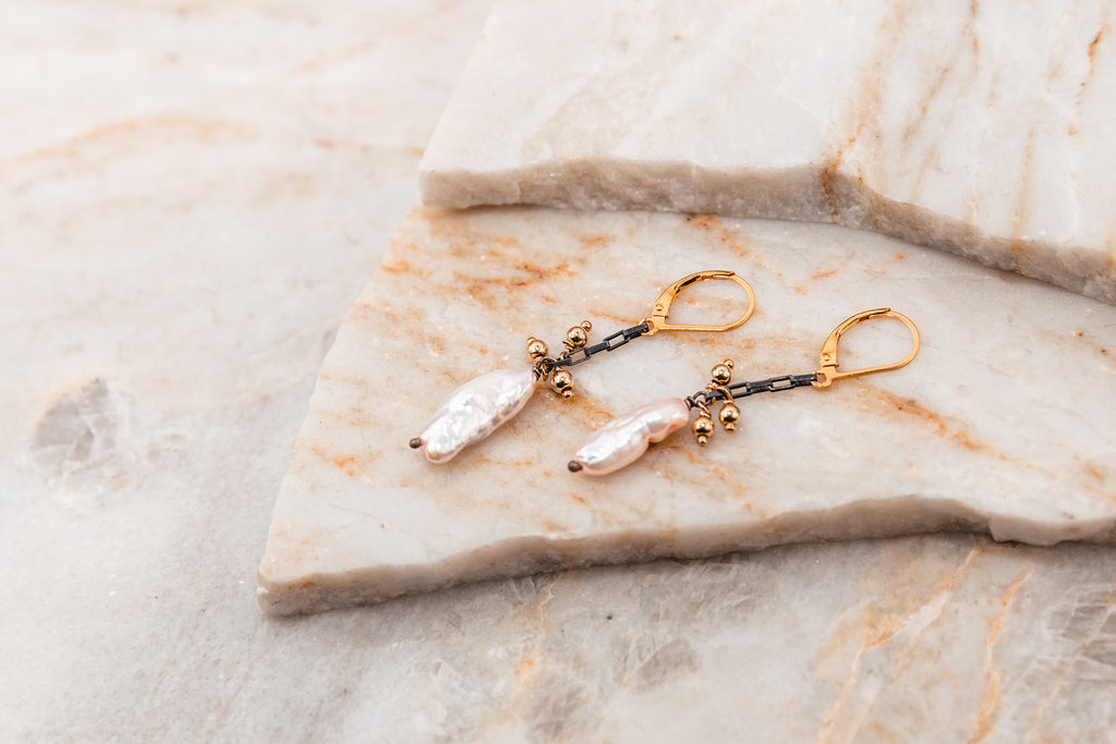 beautiful keshi pearl earrings