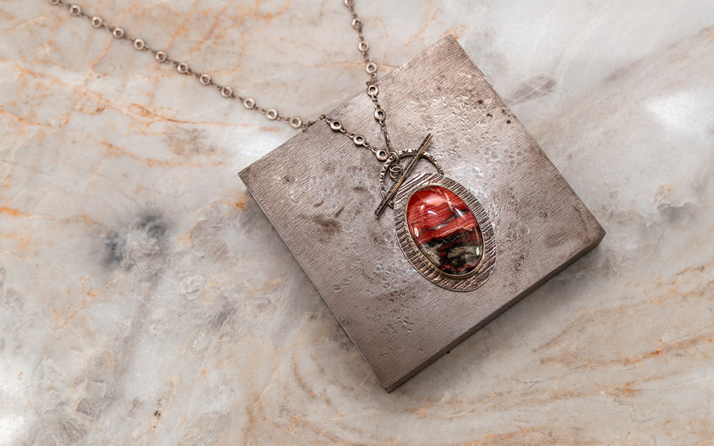 unique silver gemstone necklace