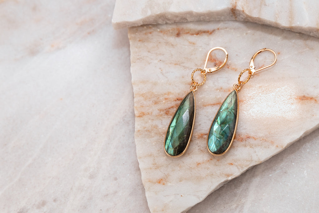 elegant gold gemstone earrings