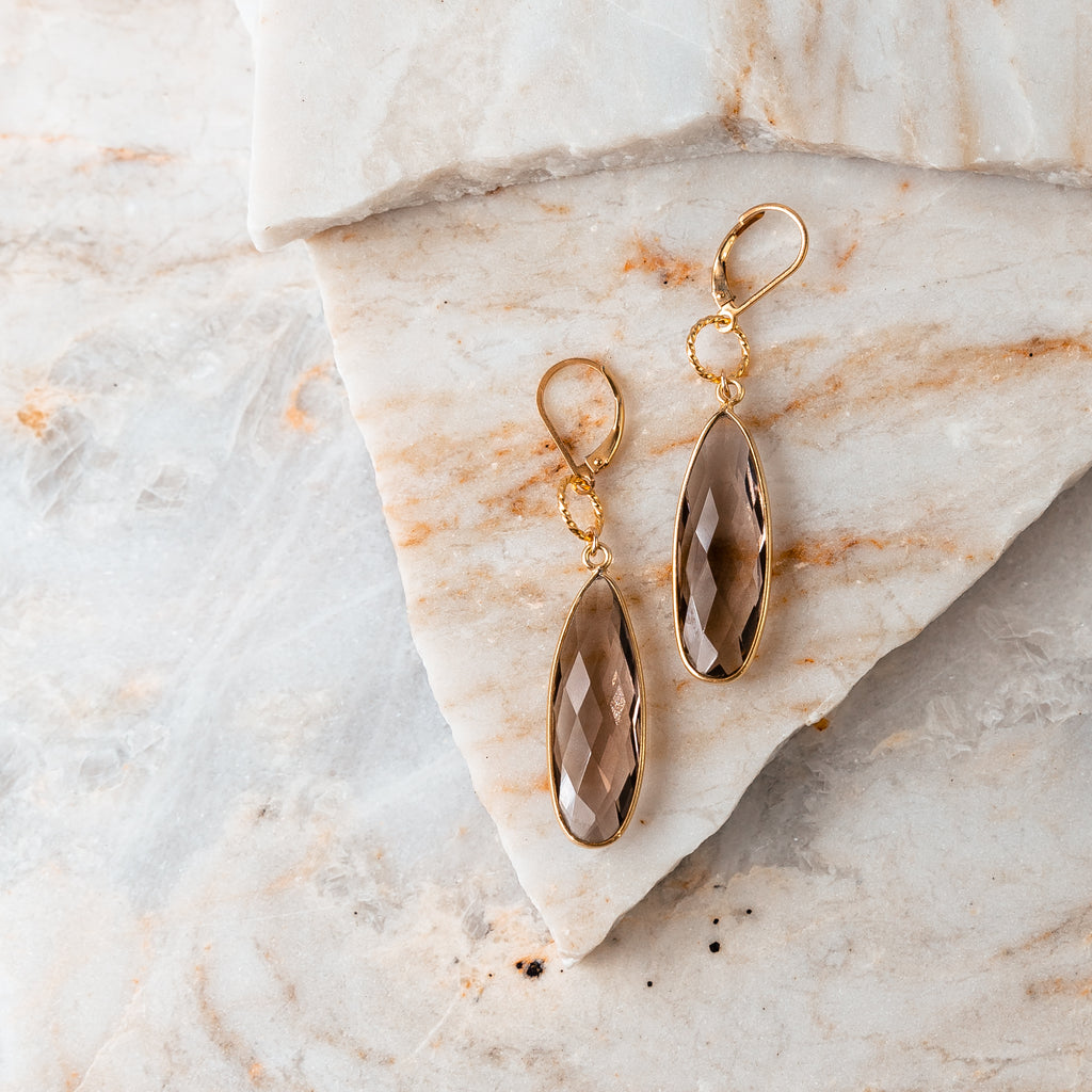 gold brown stone earrings