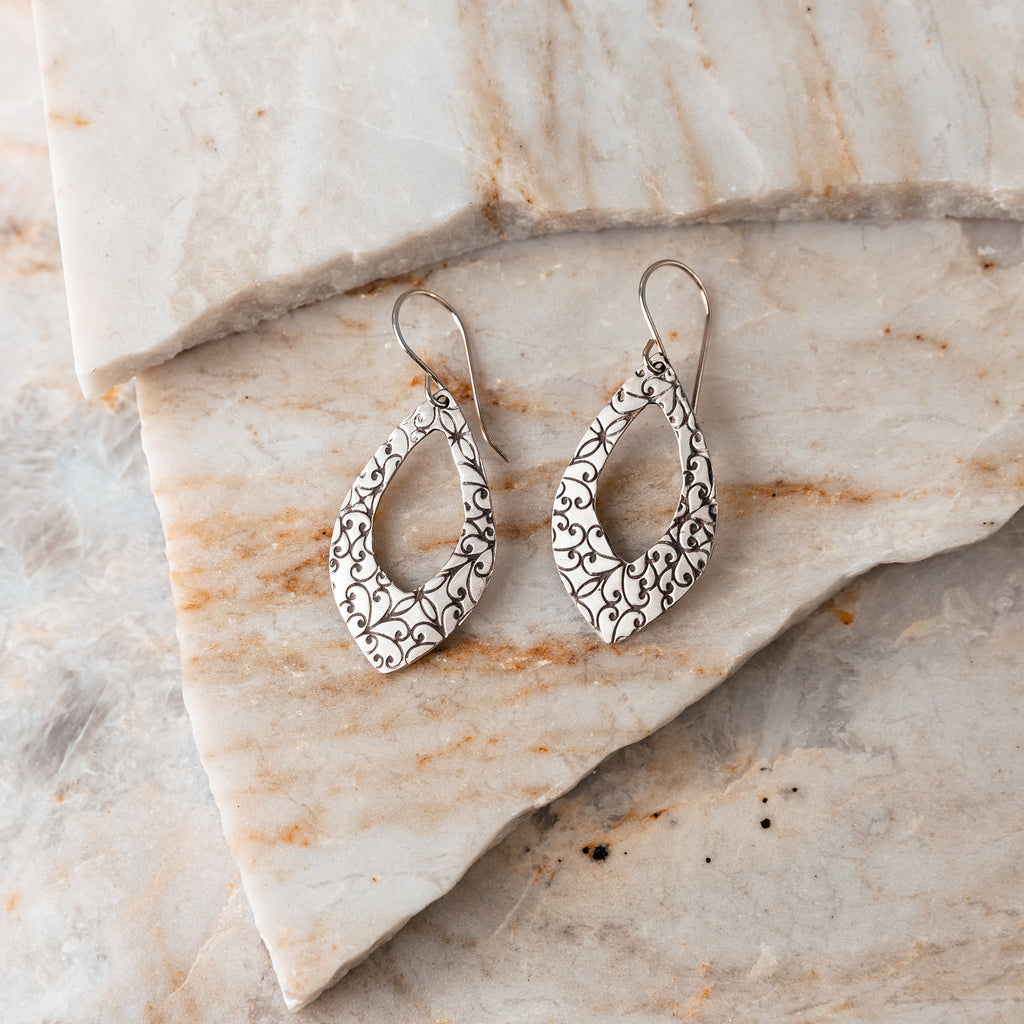 sterling silver artisan hoop earrings