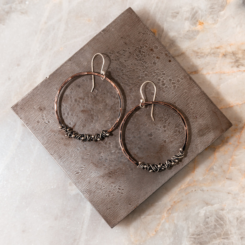 rustic style mixed metal earrings