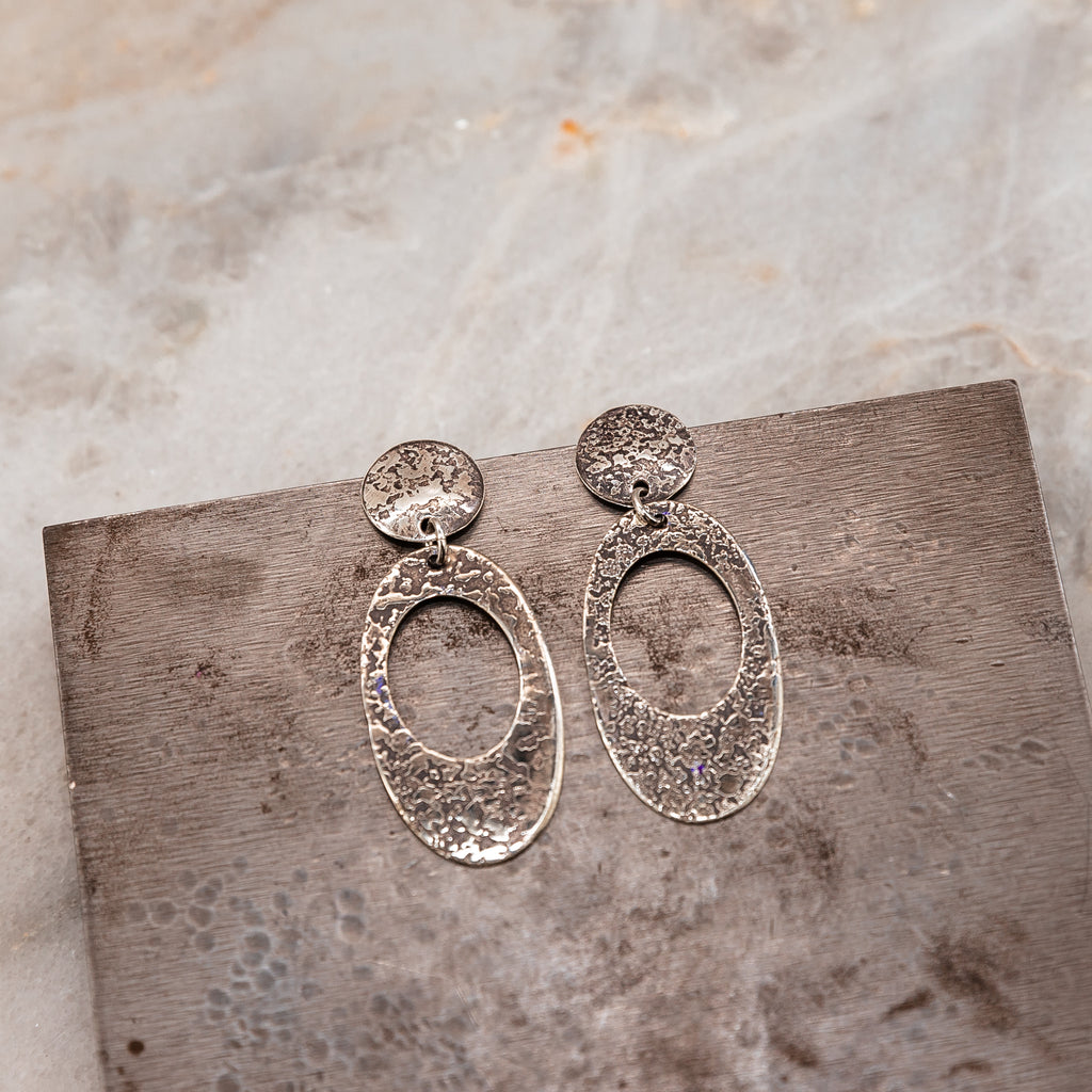 silver edgy hoop earrings