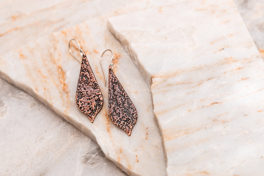 copper dangle earrings