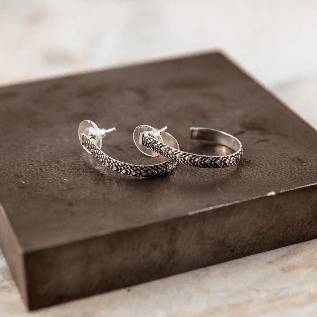 snakeskin hoop earrings
