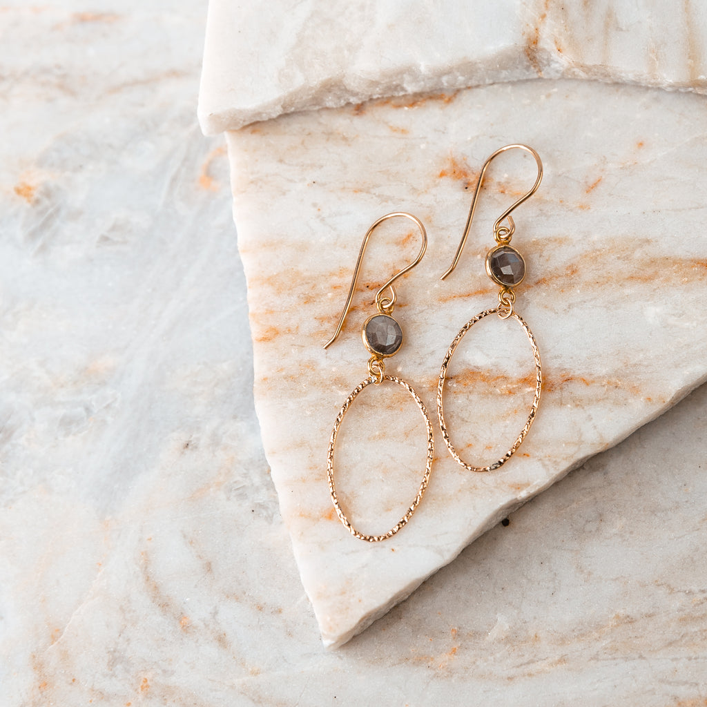 gold hoop stone earrings