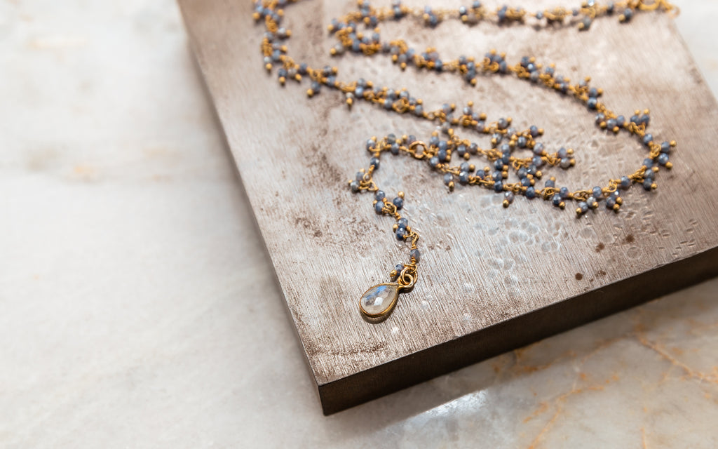 blue quartz beaded necklace