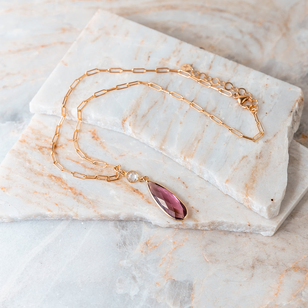 pink amethyst quartz necklace