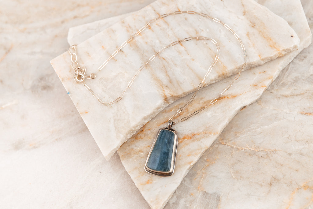 blue gemstone pendant necklace