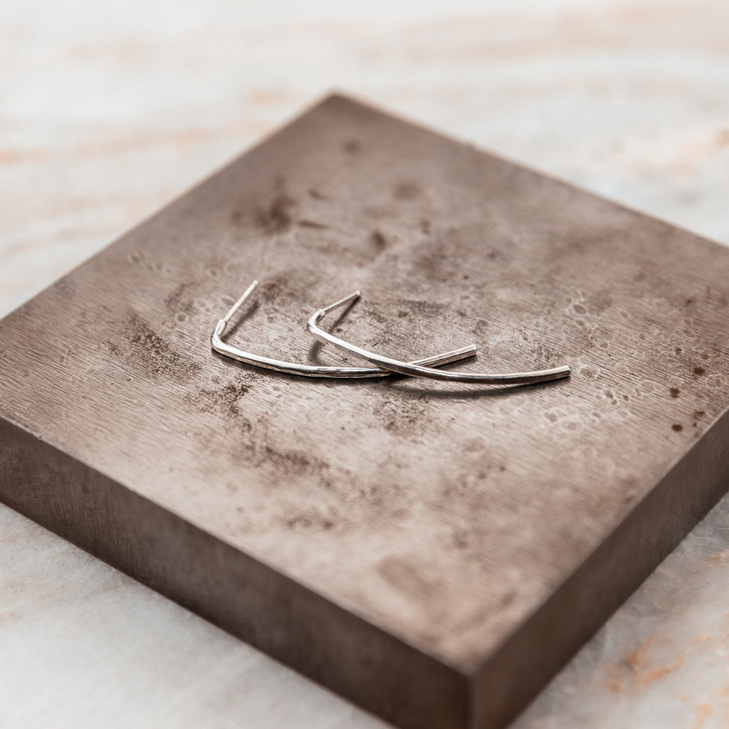 silver bar earrings